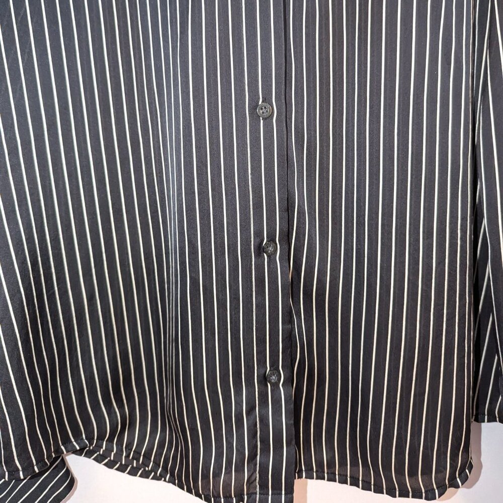 LAUREN Ralph Lauren | 100% Silk Striped Button Down Blouse with Bow | Size 6 - Picture 5 of 12